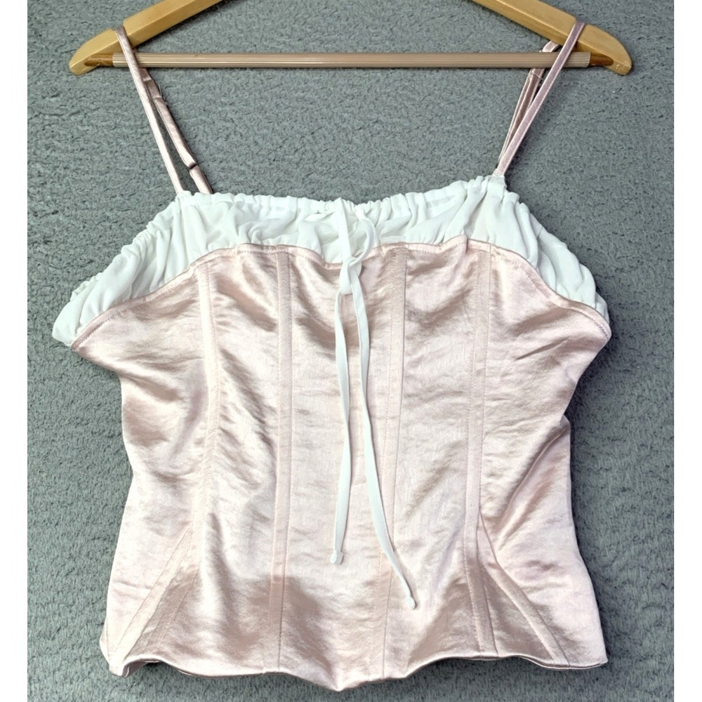 Beverly & Beck Corset Top Womens Size Medium Light Pink White Trim On Top Fairy